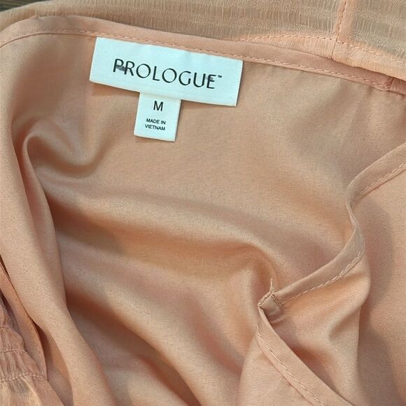 NWOT Prologue Peach Hi-Lo dress with smocked waistband & button front - Picture 8 of 10